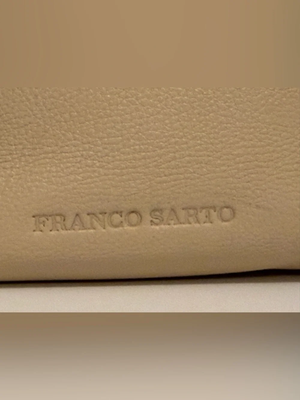 Franco Sarto Leather Hobo Shoulder Bag Beige Faux Turquoise Bead Accents REFURB